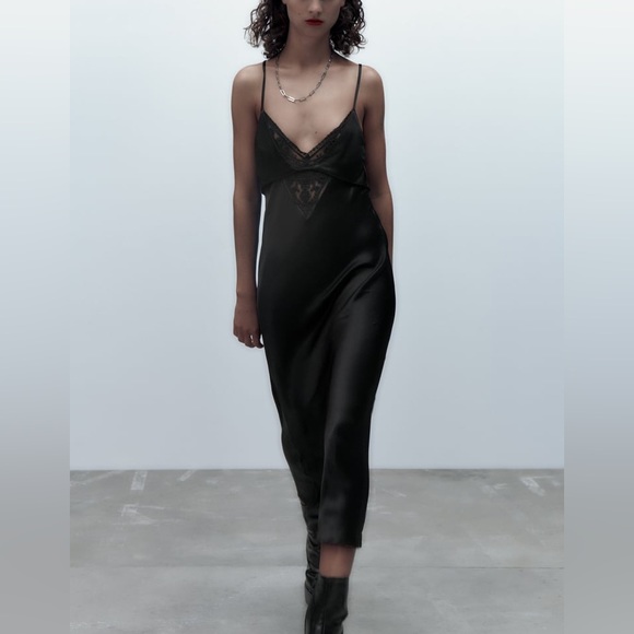 ZARA SATIN LINGERIE STYLE DRESS - Picture 3 of 14